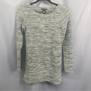 Club Monaco Split Side Grey Tweed Woven Tunic Sweater Size XS
